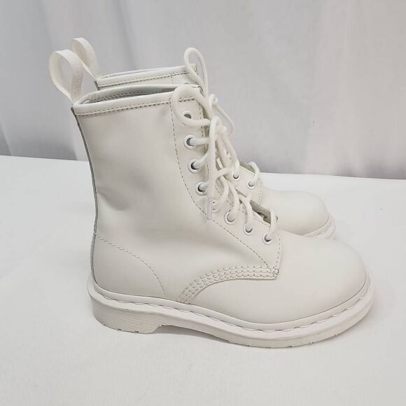 Dr. Martens Doc's Size 5 1460 Mono Smooth Leather Lace Up Boots White B - Picture 4 of 9